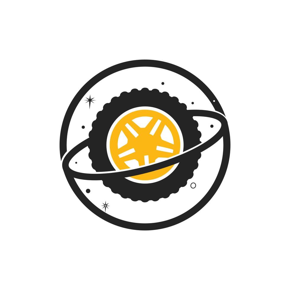 modelo de logotipo de vetor mundial de pneus. roda de vetor e combinação de logotipo do planeta.