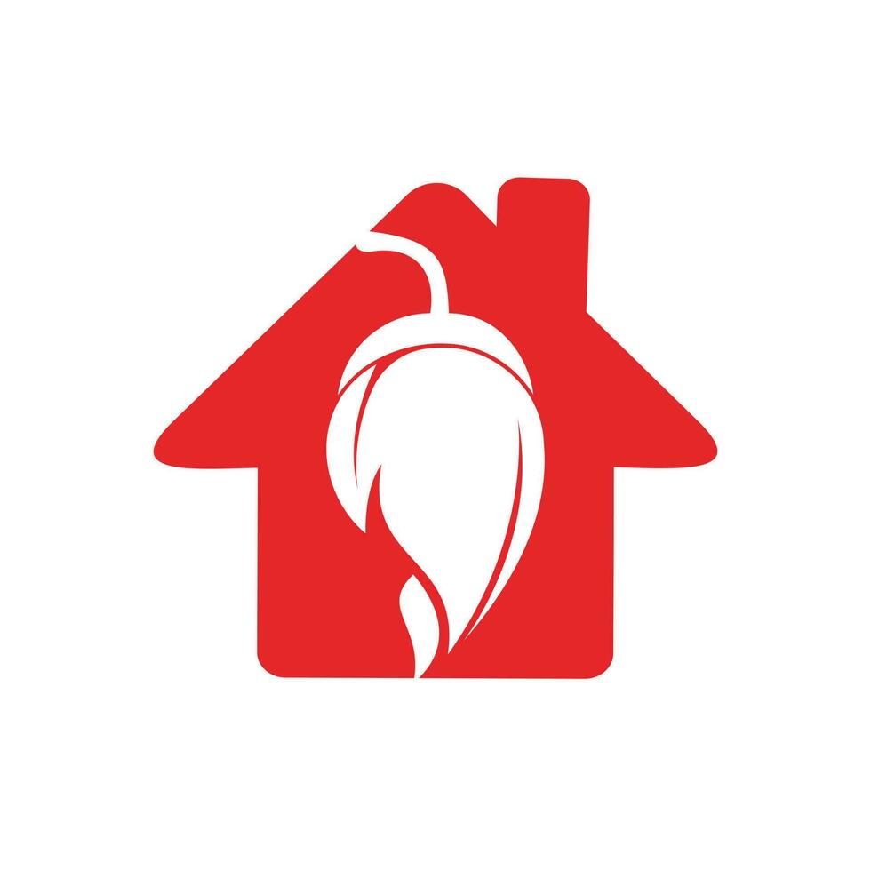 design de logotipo de vetor de casa de pimentão. vetor de conceito de logotipo de comida quente. símbolo de ícone de pimenta quente.