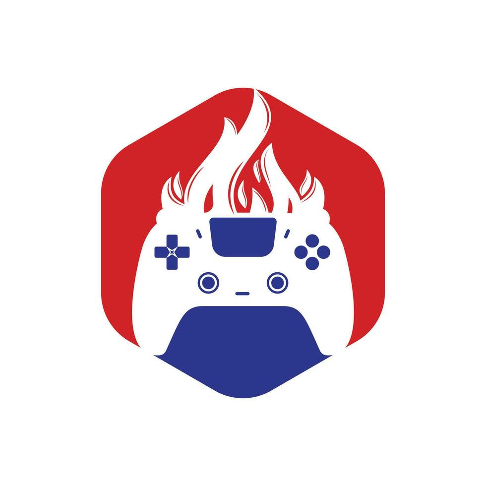 design de logotipo de vetor de jogador furioso. controlador de teclado e design de ícone de vetor de chama de fogo.