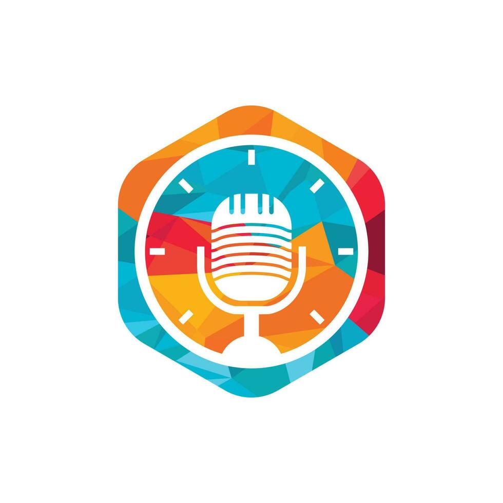 modelo de design de logotipo de vetor de tempo de podcast.