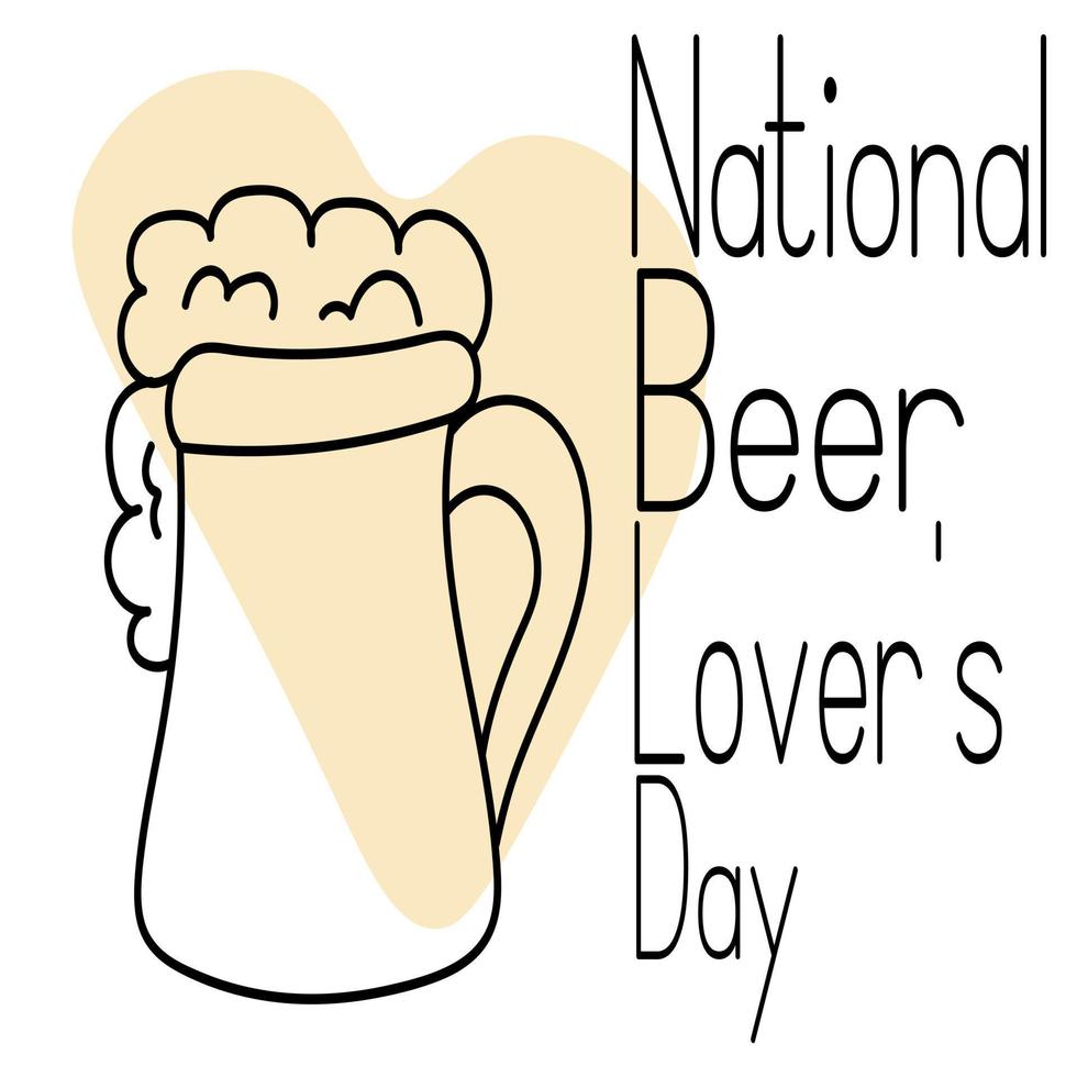 dia nacional do amante da cerveja, silhueta de um copo grande com cerveja espumosa para um banner ou cartão postal vetor