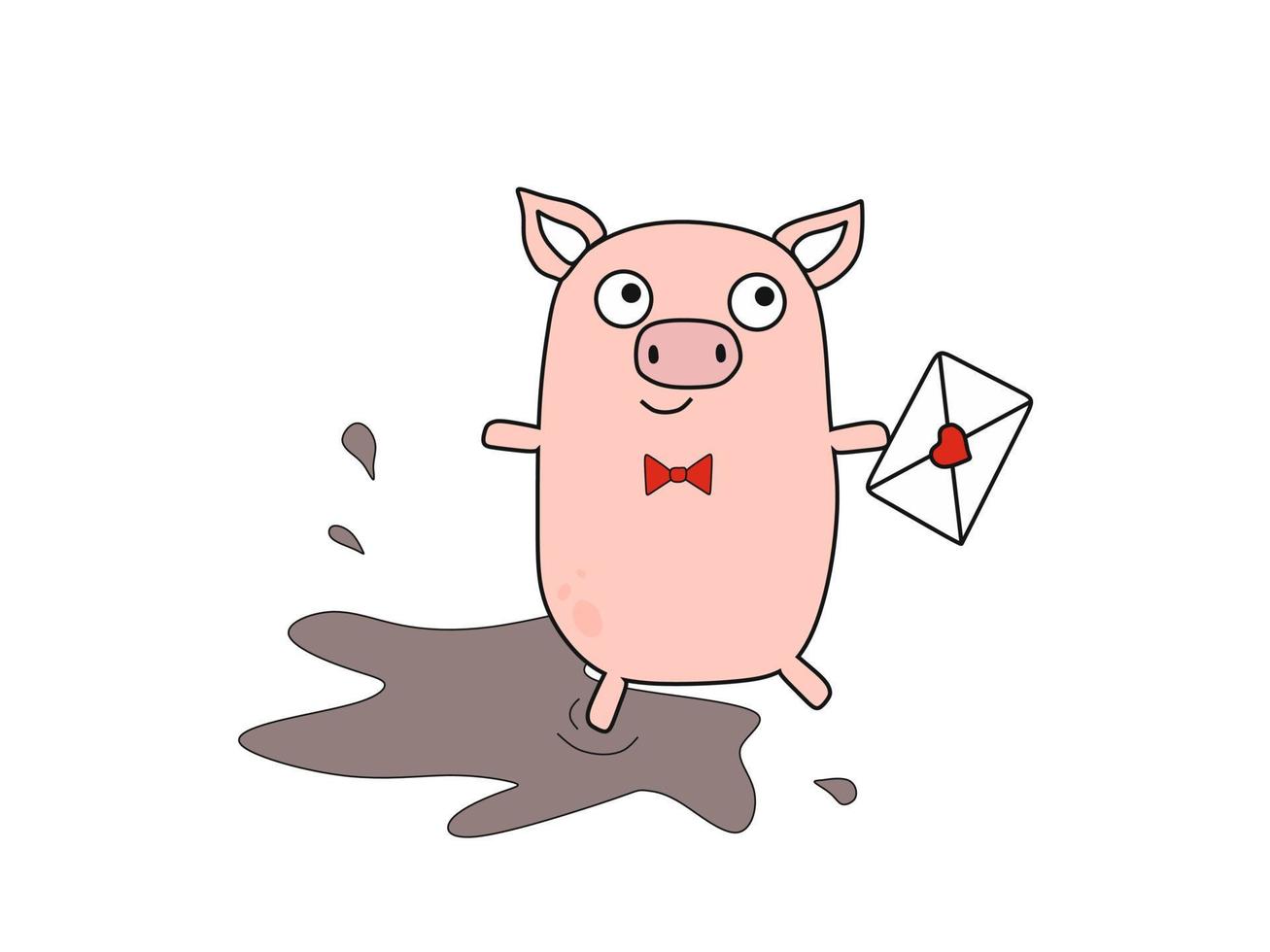 ilustração vetorial de porquinhos comemorando o dia dos namorados em estilo cartoon. ilustração infantil. vetor