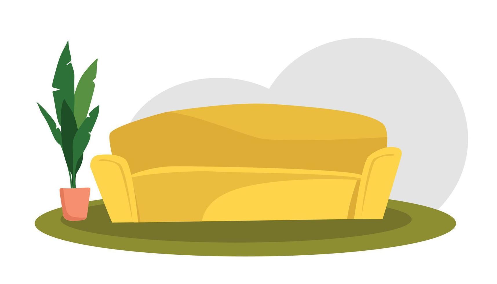 sofá amarelo macio e aconchegante. ilustração vetorial dos desenhos animados. o conceito de conforto em casa. vetor