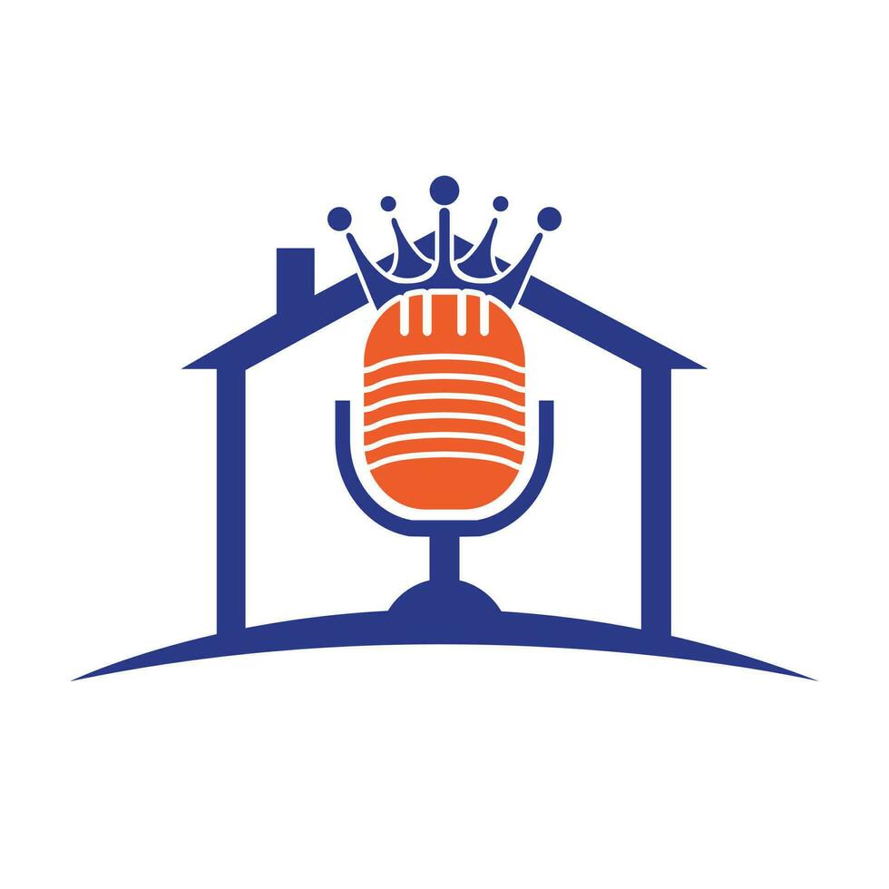 design de logotipo de vetor de rei de podcast.