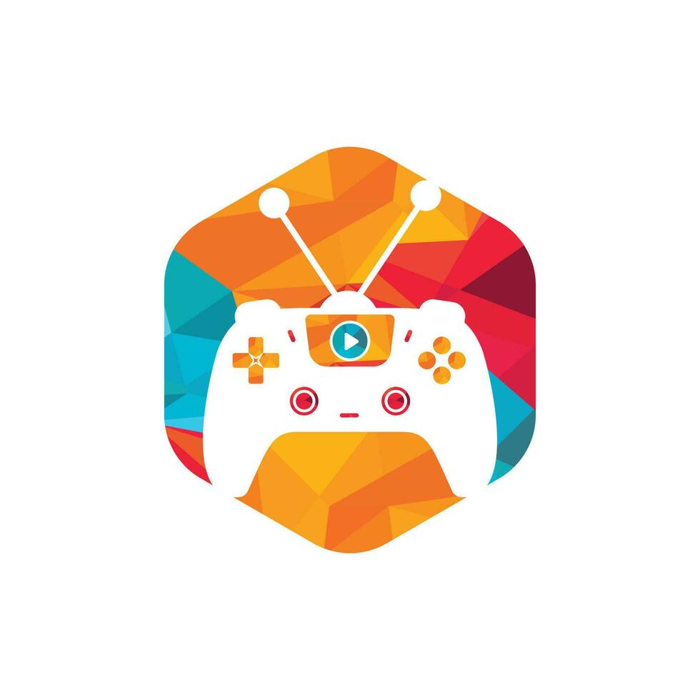 design de logotipo de vetor de tv de jogos. design de vetor de ícone de televisão e gamepad.