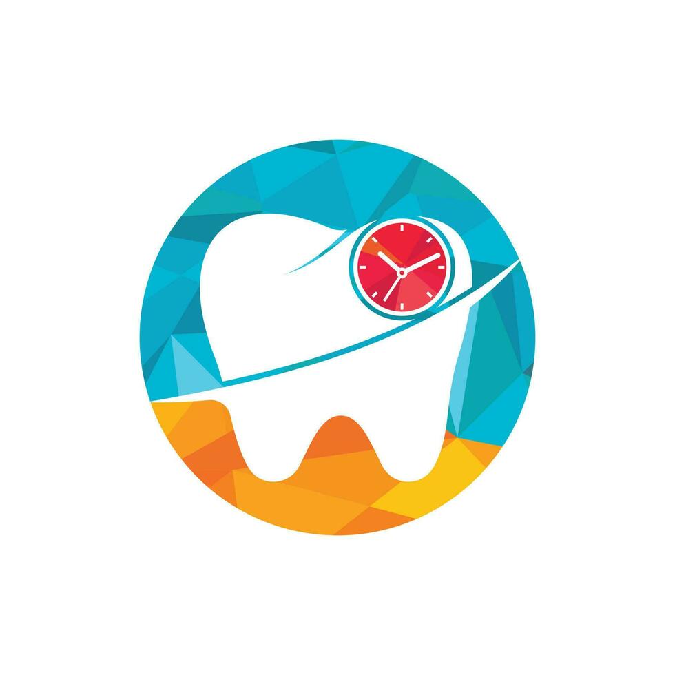 modelo de design de logotipo de vetor de tempo odontológico. design de ícone de dente e relógio humano.