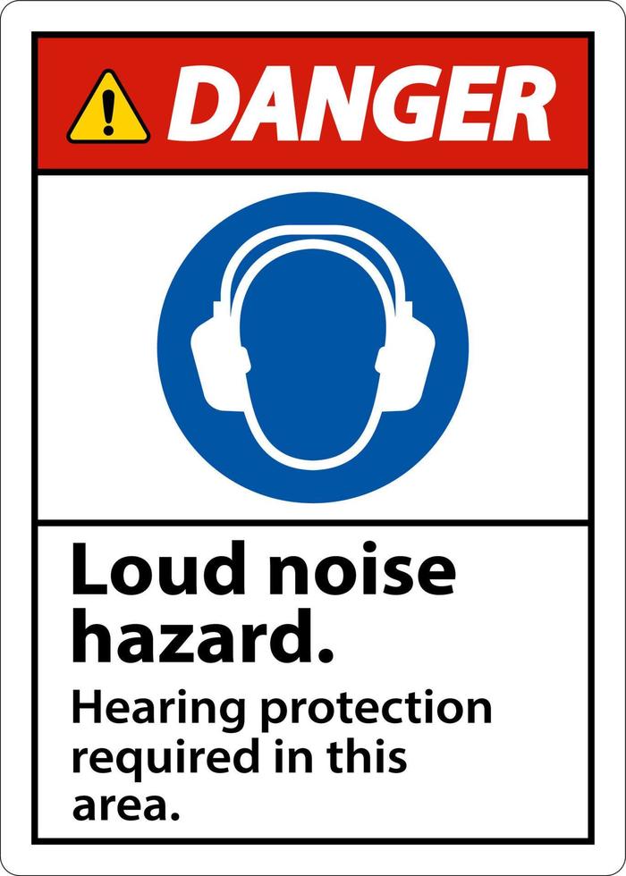 sinal de proteção auditiva de perigo necessário no fundo branco vetor