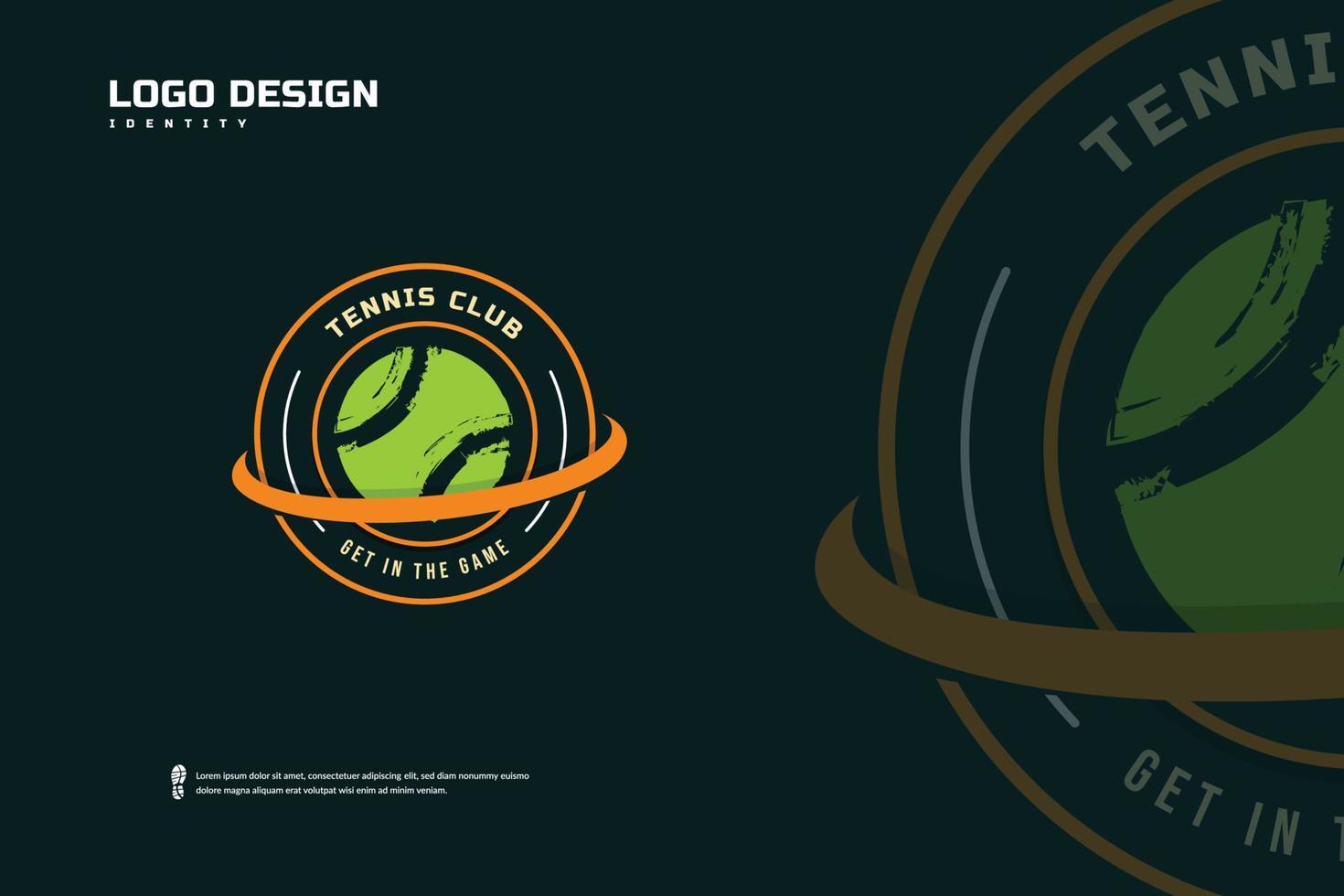 logotipo do distintivo de tênis, identidade da equipe esportiva. modelo de design de torneio de tênis, ilustração vetorial de distintivo de e-sport vetor