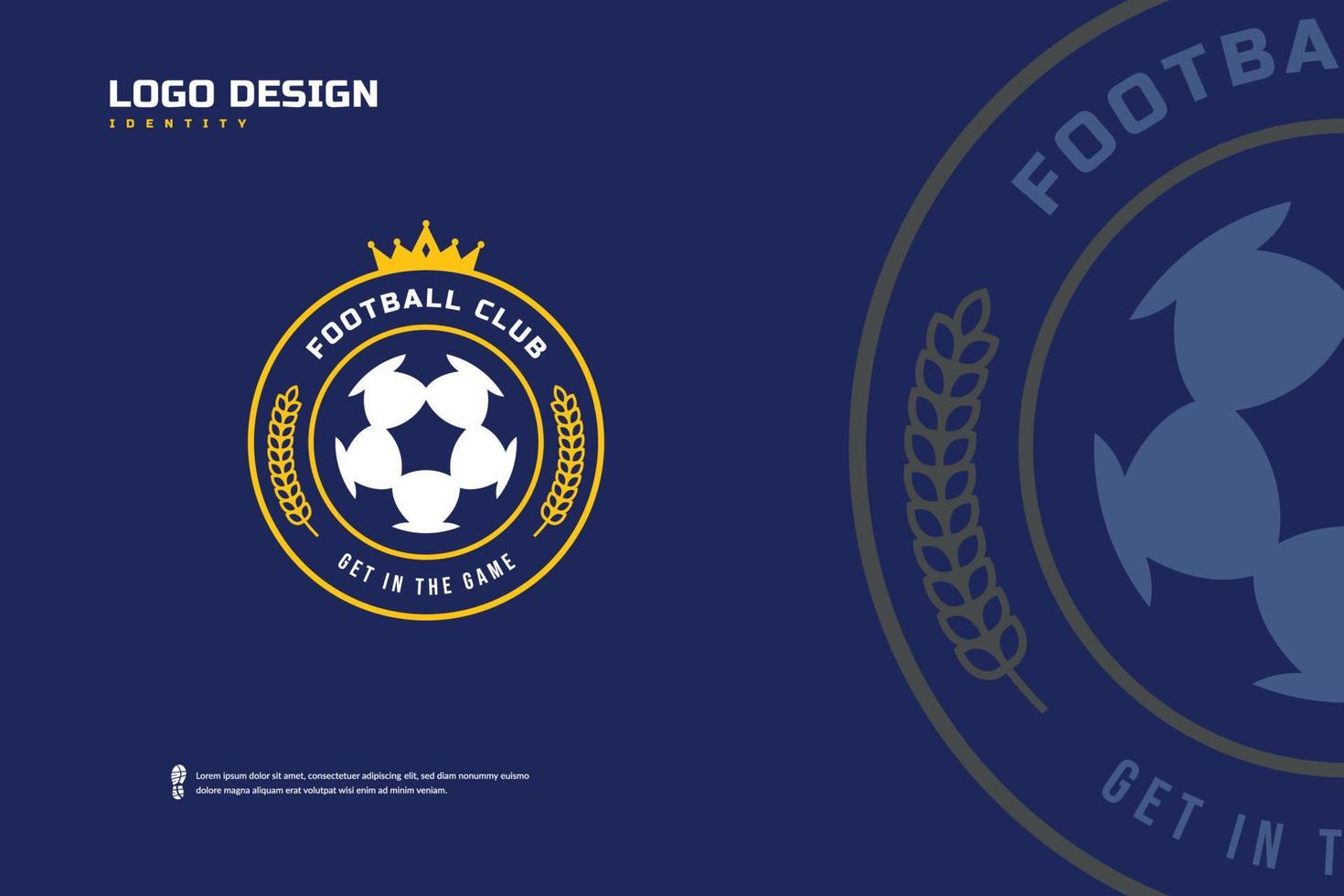 logotipo de distintivo de futebol de futebol, vetor de identidade de equipe esportiva. modelo de torneio de futebol, design de crachá de e-sport