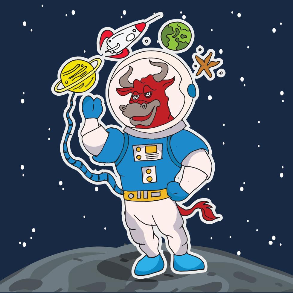 ilustração de touro de astronautas vetor