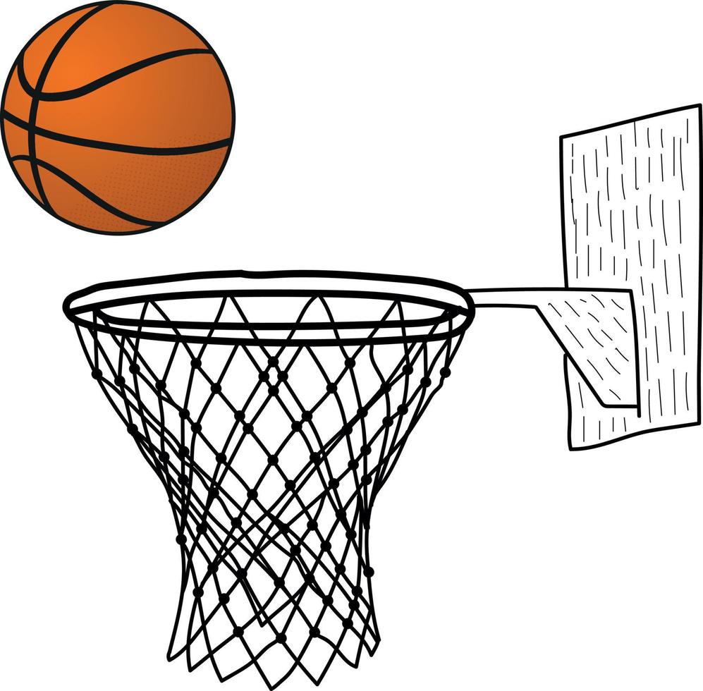 rede de basquete, cesta de basquete, ilustração de gol de basquete em fundo branco vetor