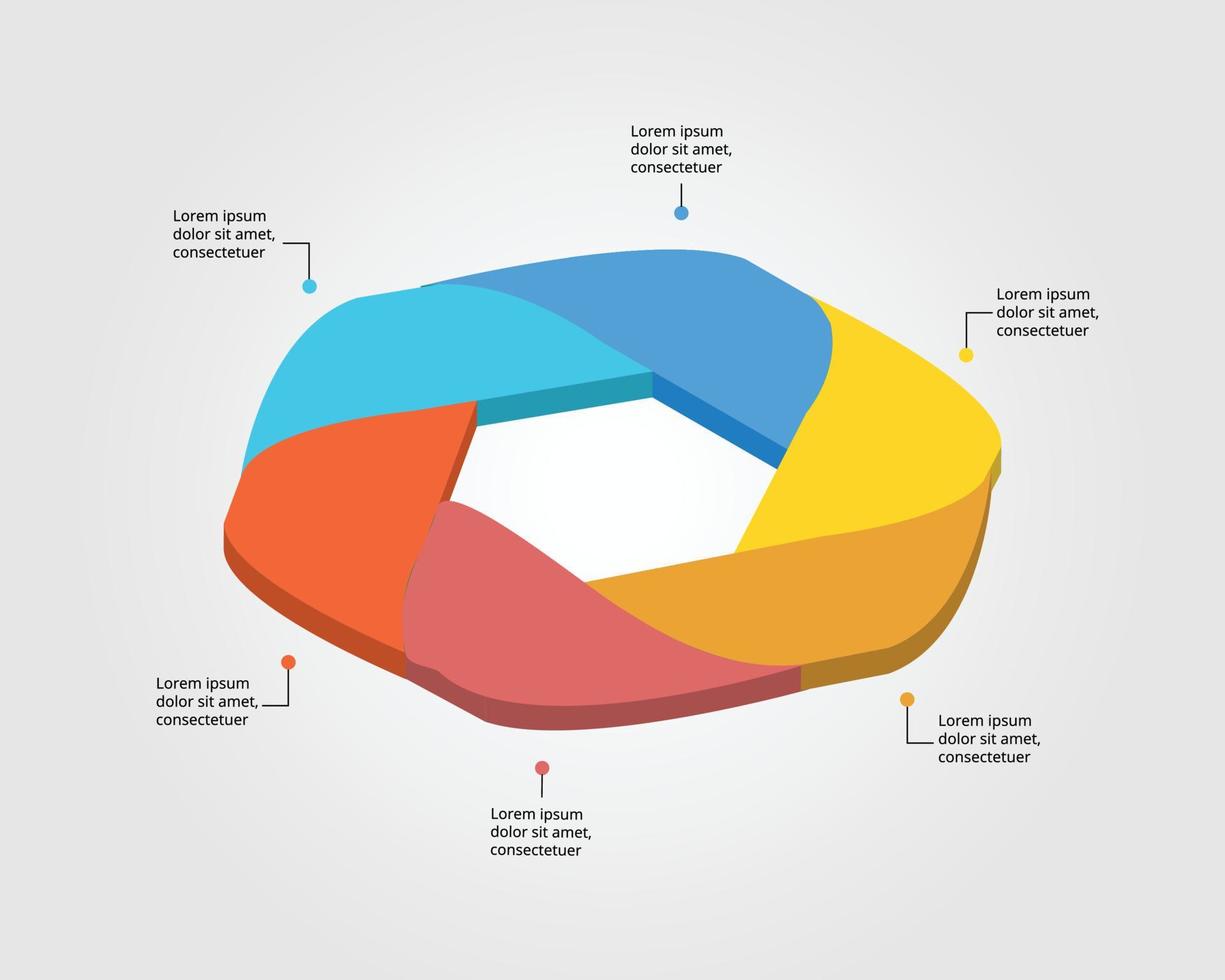 modelo de gráfico de etapas para infográfico para apresentação de 6 elementos vetor