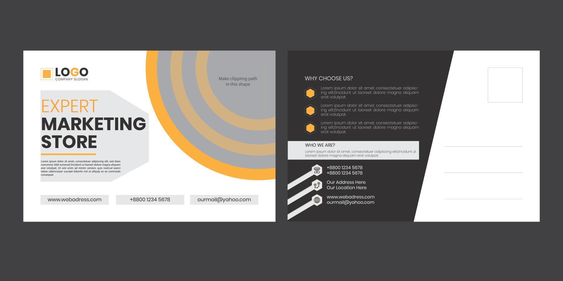 design de layout de cartão postal corporativo criativo, moderno e profissional para o seu negócio e impressão. vetor
