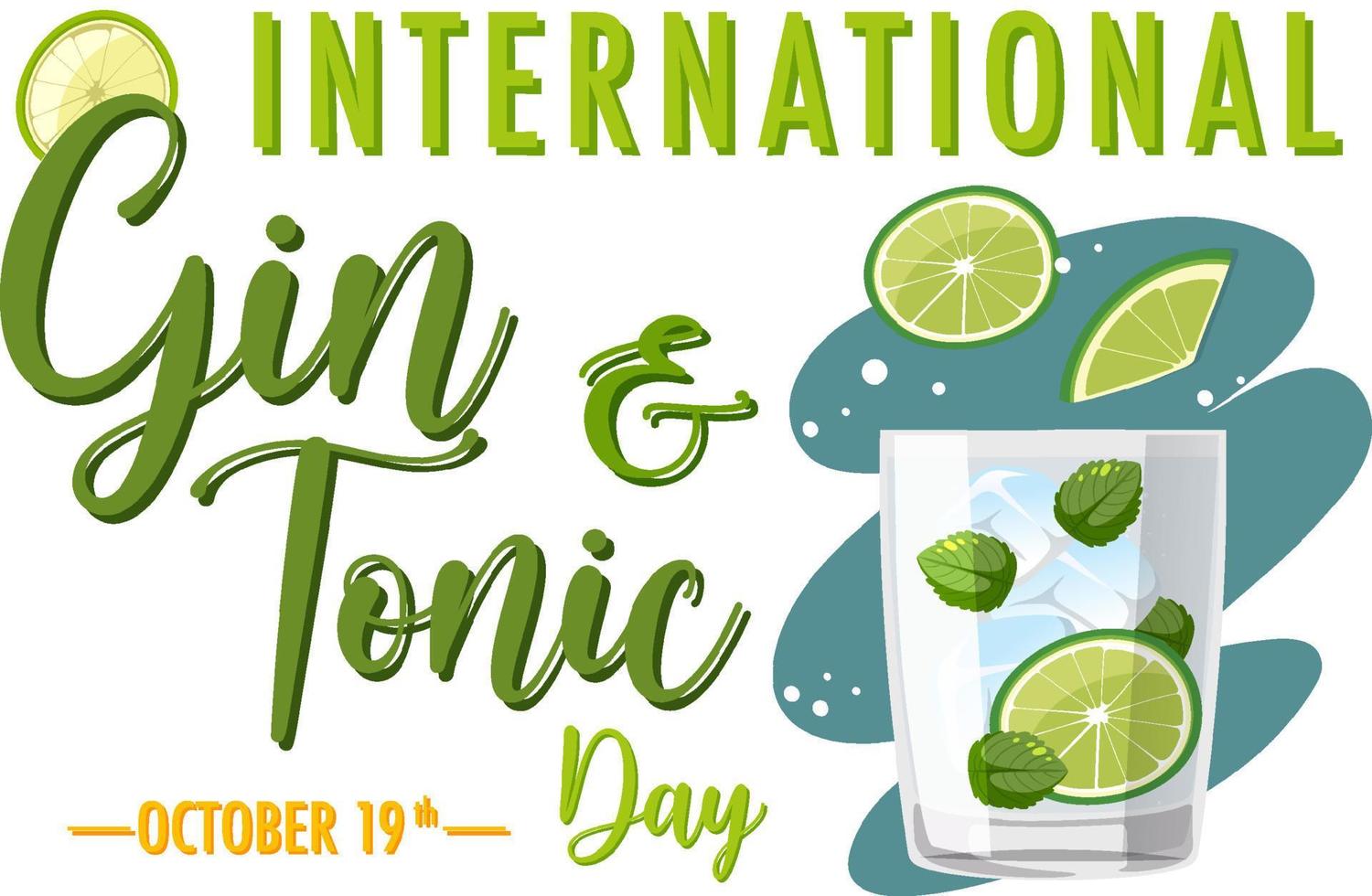 banner do dia internacional de gin e tônica vetor