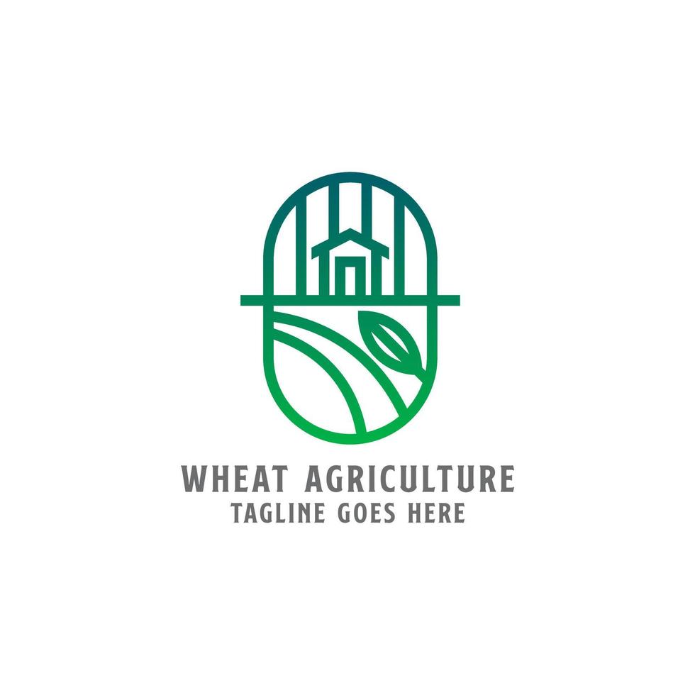 inspiração de logotipo de agricultura de fazenda de trigo de arte de linha moderna, ilustração vetorial de monograma botânico vetor