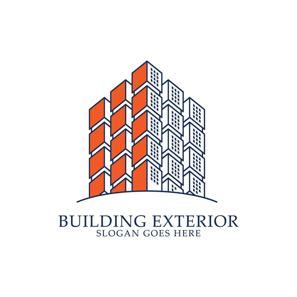 design de logotipo de apartamento moderno, construção de vetor de logotipo exterior. bom para construção, imóveis, arranha-céus e marca de logotipo de empresa de negócios