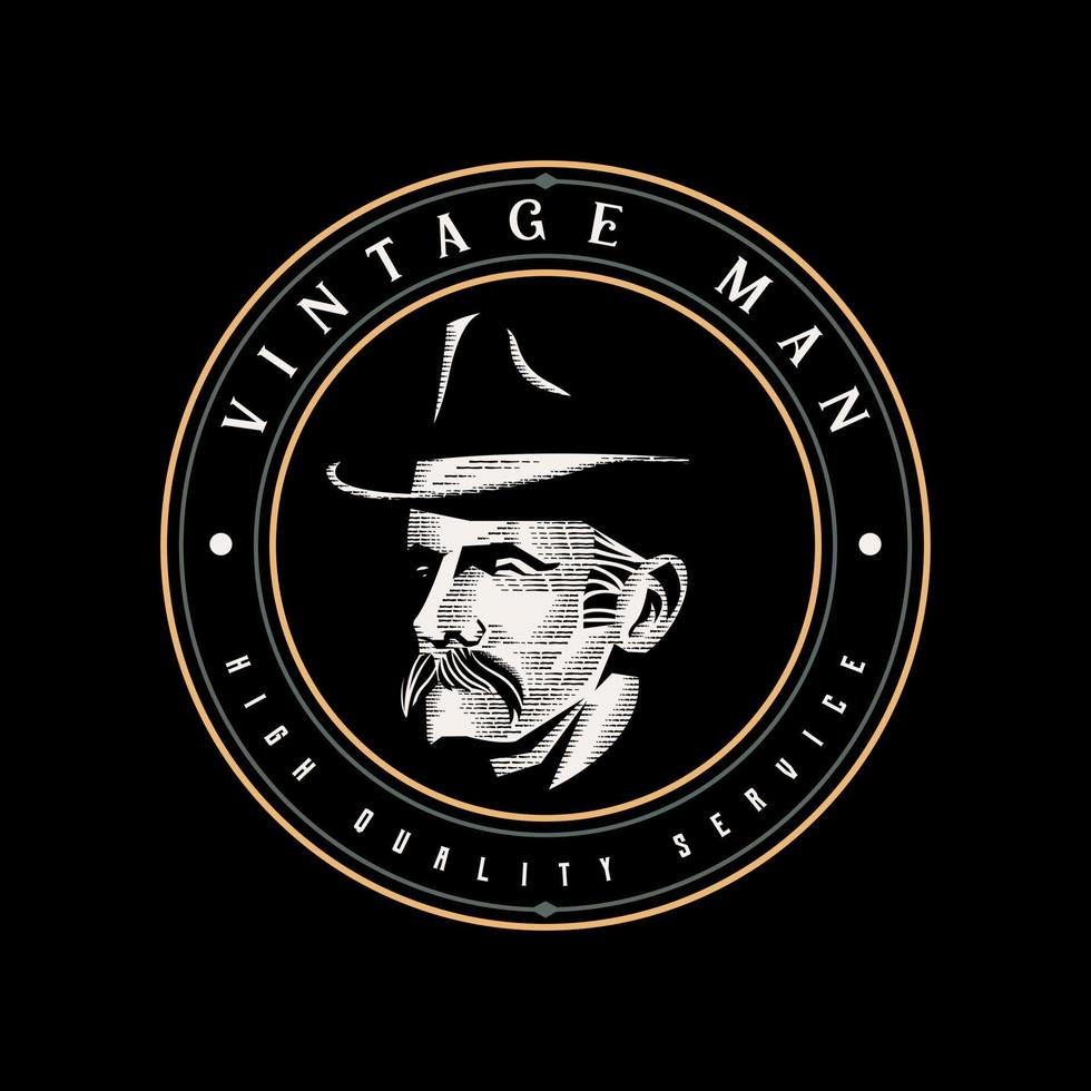 homem logotipo vintage vetor