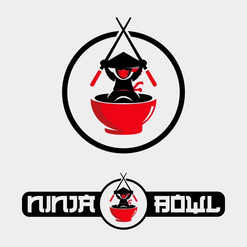 design de logotipo de tigela ninja vetor