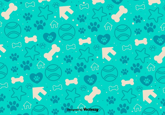 Fundo do vetor com ícones decorativos do filhote de cachorro