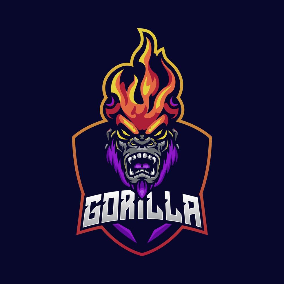logotipo do esporte de fogo gorila vetor