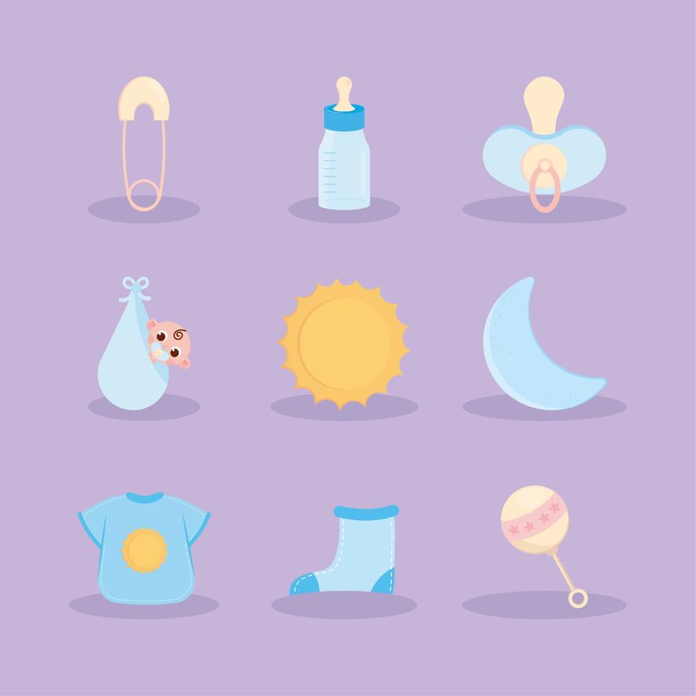 ícones dos desenhos animados do bebê vetor