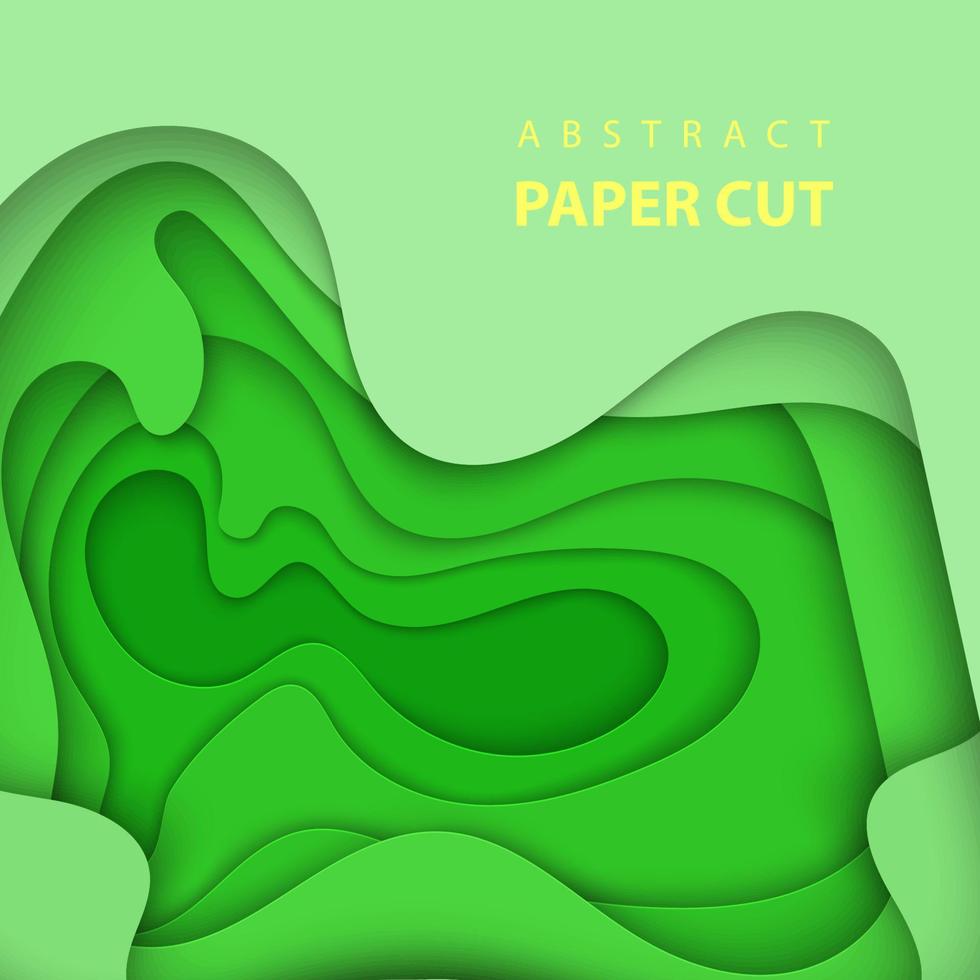 de fundo vector com formas de corte de papel de cor verde. Estilo de arte de papel abstrato 3D, layout de design para apresentações de negócios, folhetos, cartazes, estampas, decoração, cartões, capa de folheto.