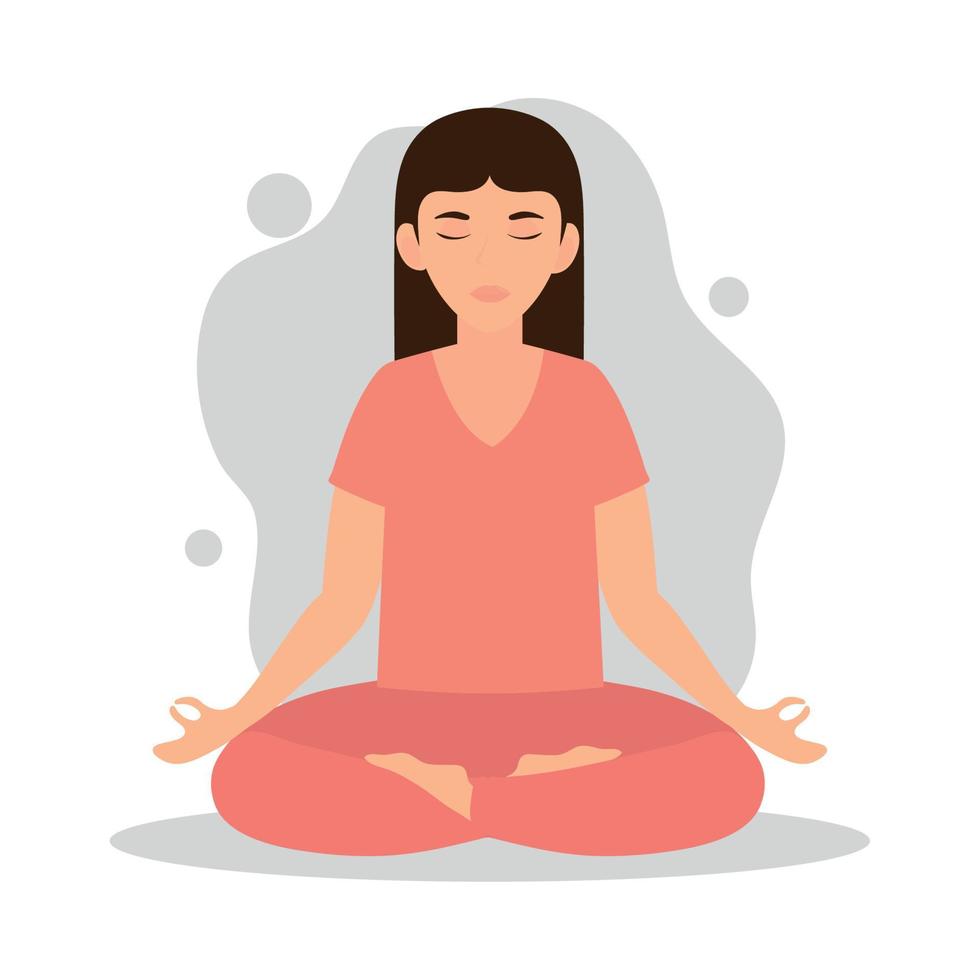 mulher praticando meditação ioga vetor