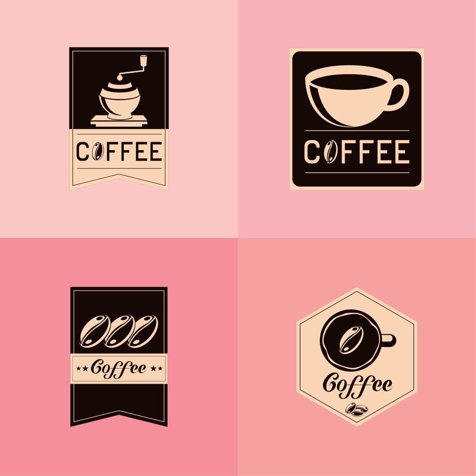 ícones de rótulos de café vetor