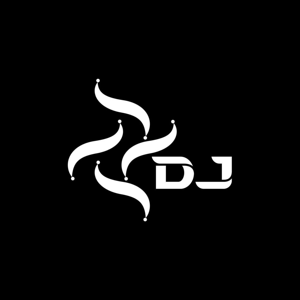 design de logotipo de letra dj em fundo preto. conceito de logotipo de letra minimalista de tecnologia criativa dj. dj design de logotipo de carta de vetor abstrato plano moderno exclusivo.