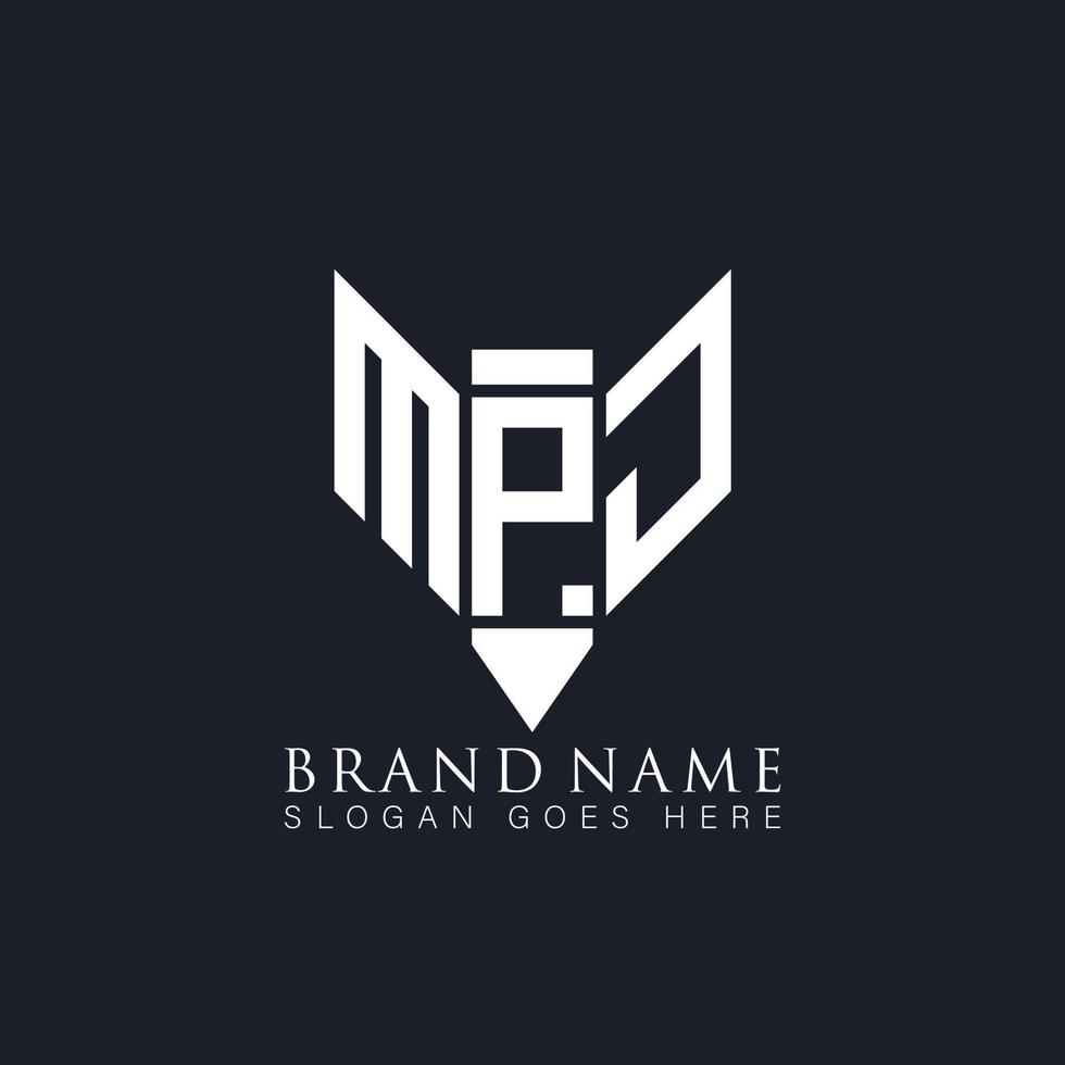 design de logotipo de letra mpj em fundo preto. conceito de logotipo de letra de letras de lápis de monograma criativo mpj. mpj design de logotipo de vetor abstrato plano moderno exclusivo.