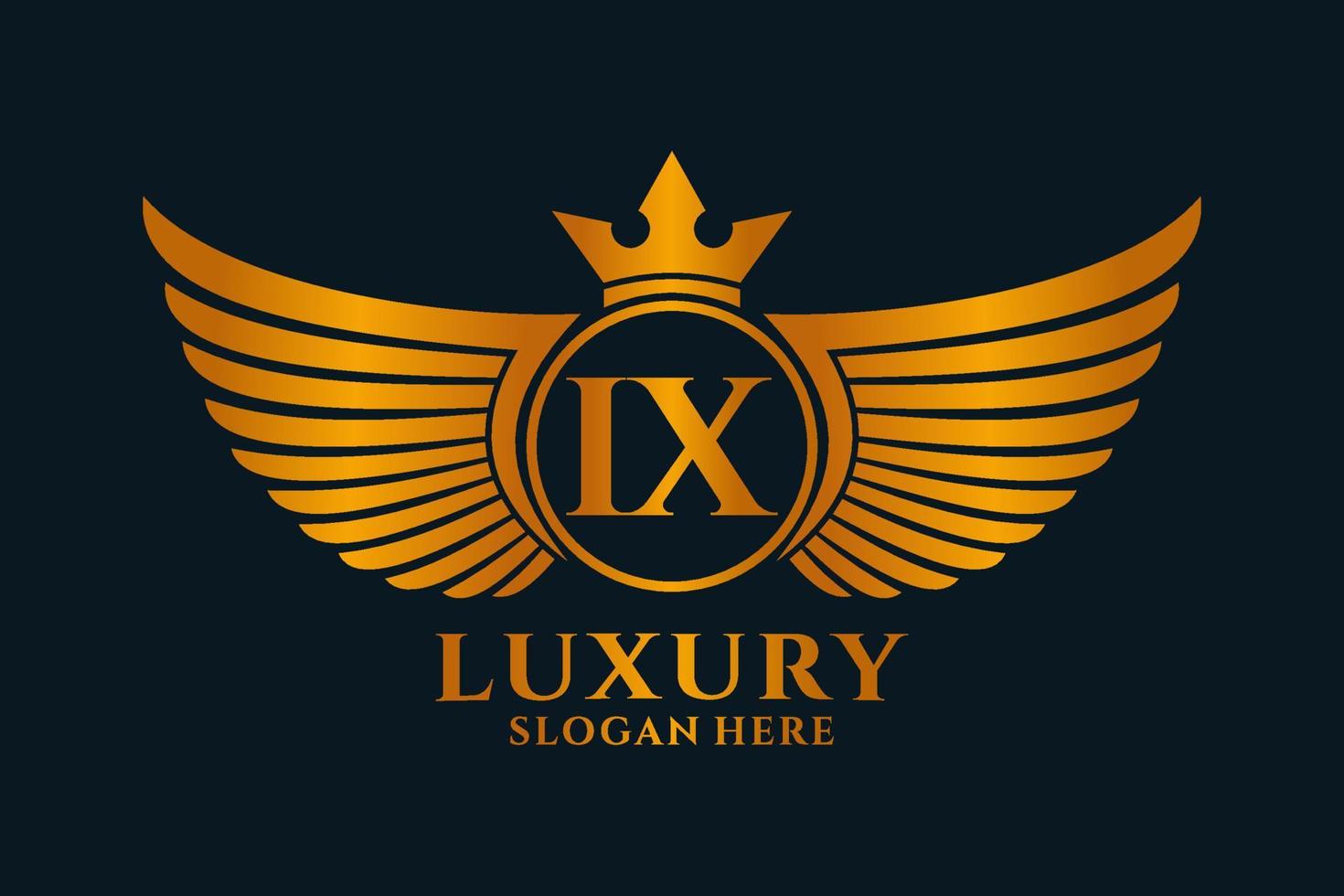 luxo royal wing letter ix crest gold color logo vector, logotipo da vitória, logotipo da crista, logotipo da asa, modelo de logotipo vetorial. vetor
