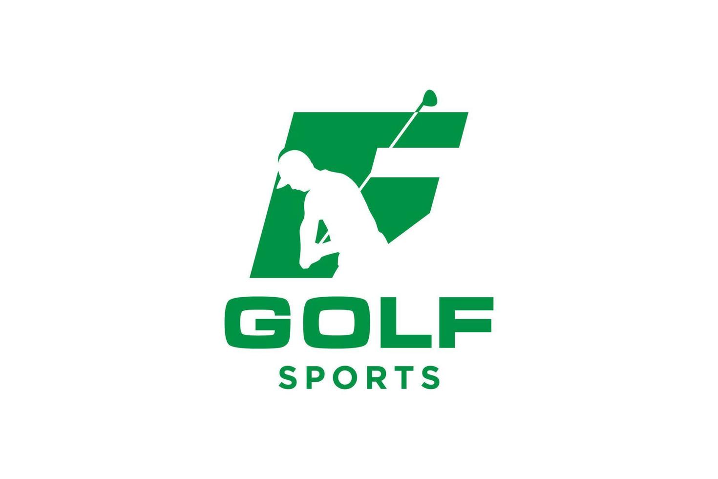 logotipo de ícone de letra do alfabeto f para modelo de vetor de design de logotipo de golfe, rótulo vetorial de golfe, logotipo do campeonato de golfe, ilustração, ícone criativo, conceito de design