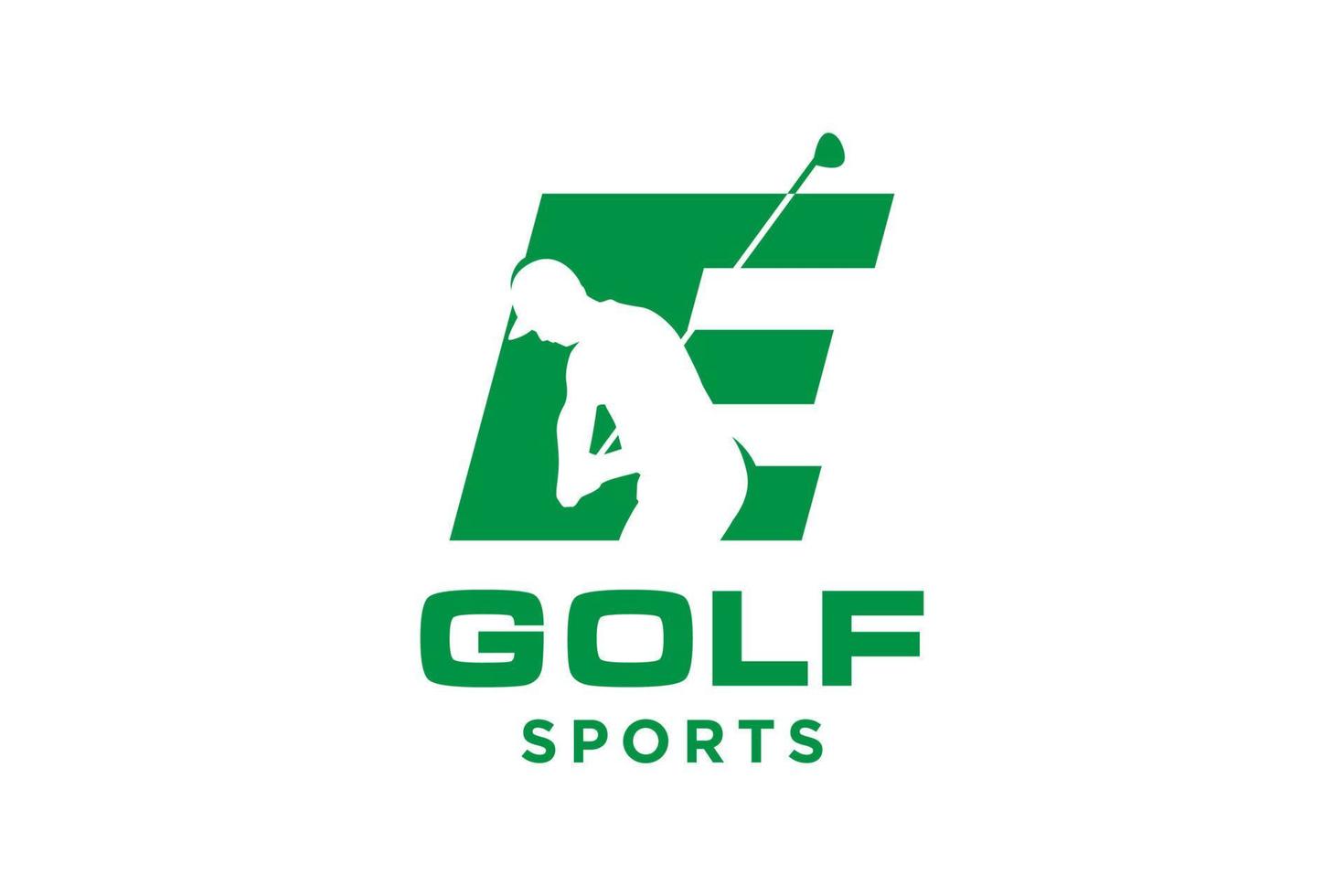 logotipo de ícone de letra do alfabeto e para modelo de vetor de design de logotipo de golfe, rótulo vetorial de golfe, logotipo do campeonato de golfe, ilustração, ícone criativo, conceito de design