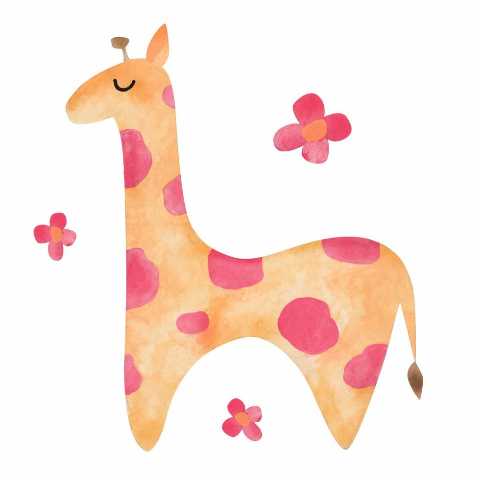 girafa fofa, elemento aquarela vetor