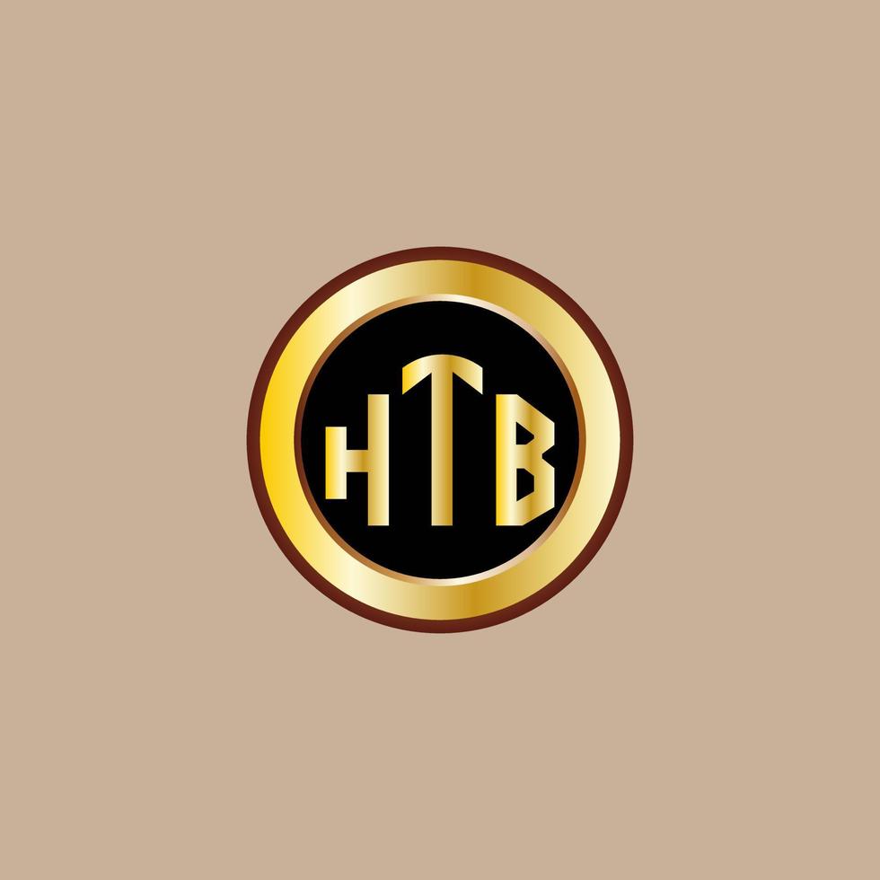 design de logotipo de carta htb criativo com círculo dourado vetor