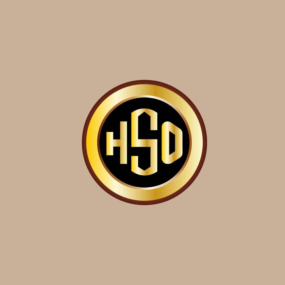 design de logotipo de carta hso criativo com círculo dourado vetor