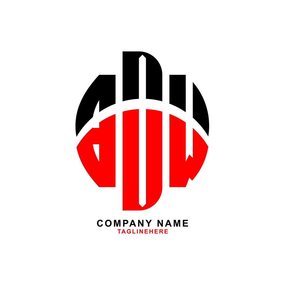 design de logotipo de carta bdw criativo com fundo branco vetor