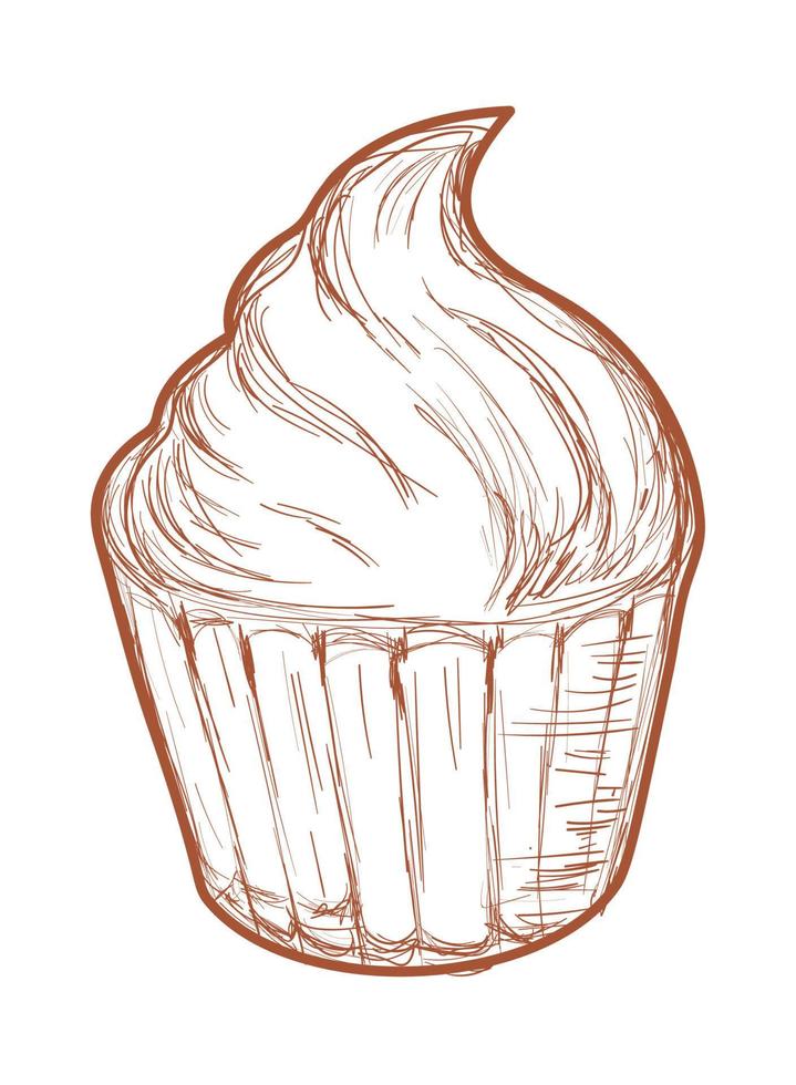 ícone de doodle de cupcake vetor