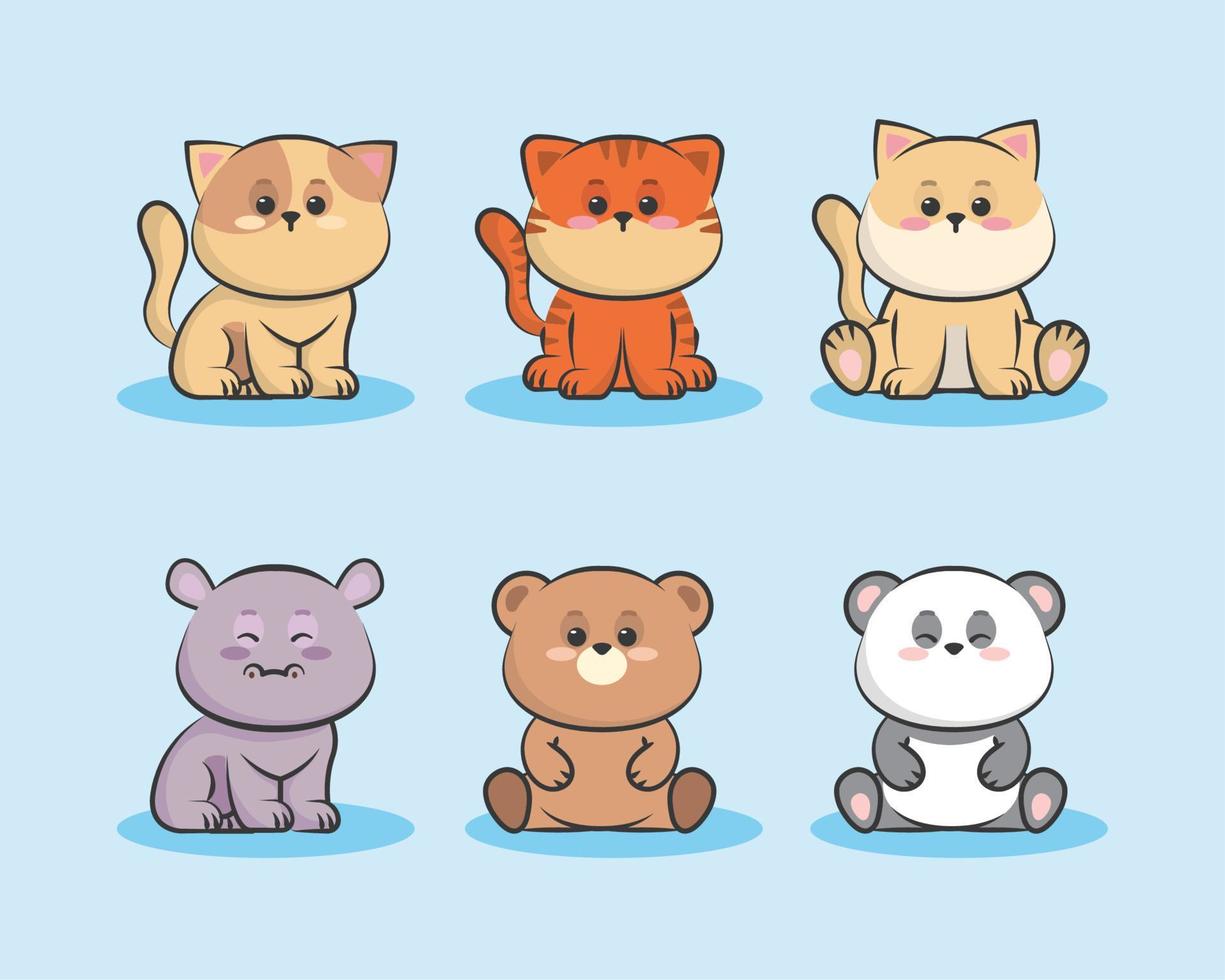 animais de desenho animado kawaii vetor