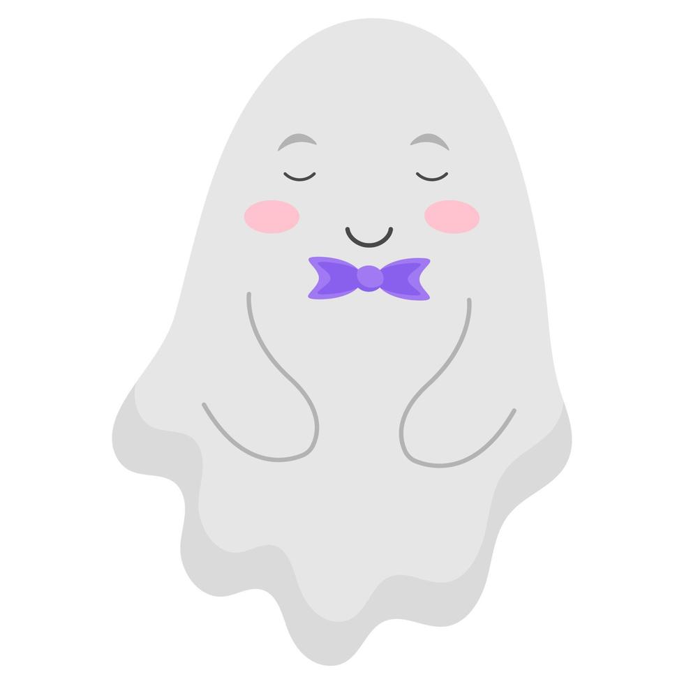 fantasma fofo com um lindo laço de halloween. ilustração vetorial. vetor