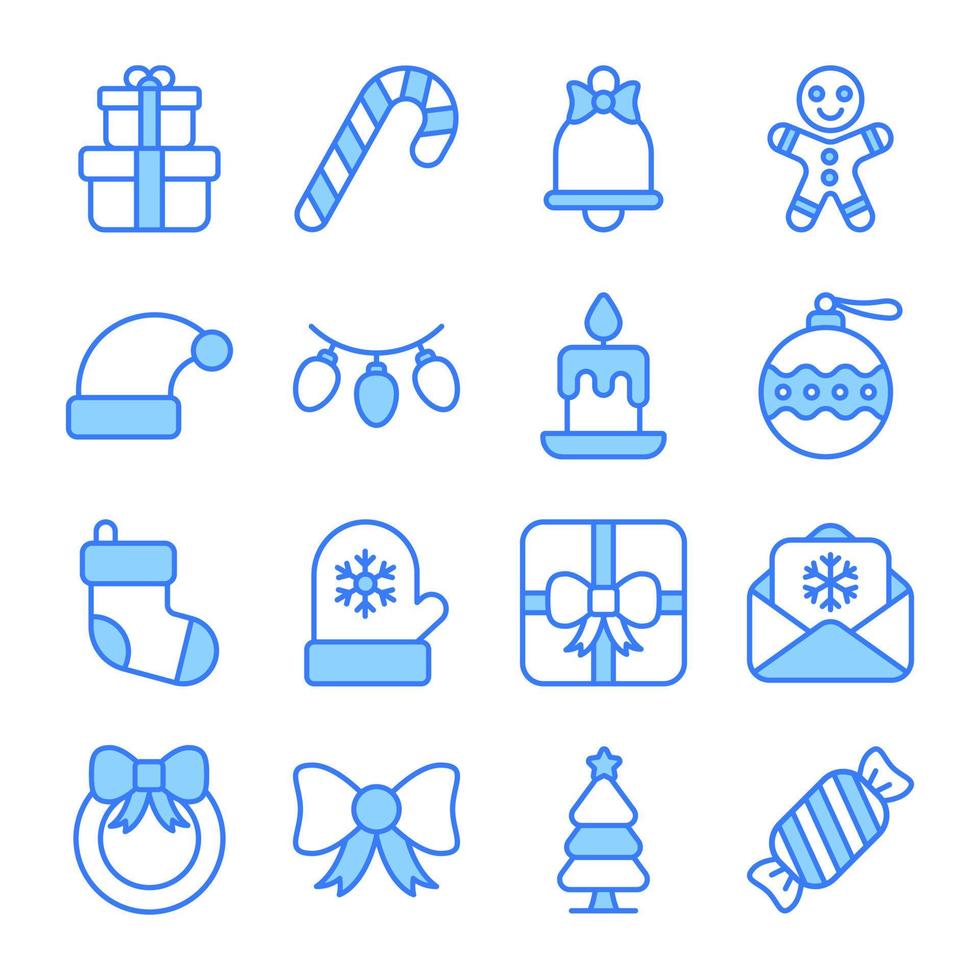 ícone de natal e ano novo de estilo moderno, símbolos isolados de férias de inverno vetor