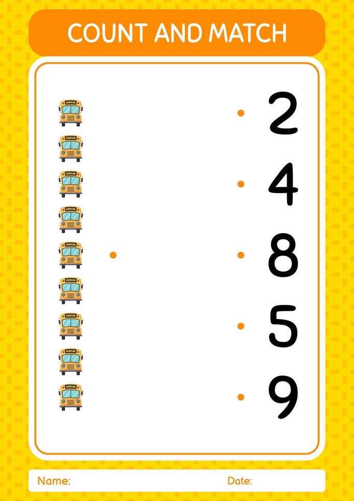 Quantos jogos de contagem com planilha de ônibus escolar para