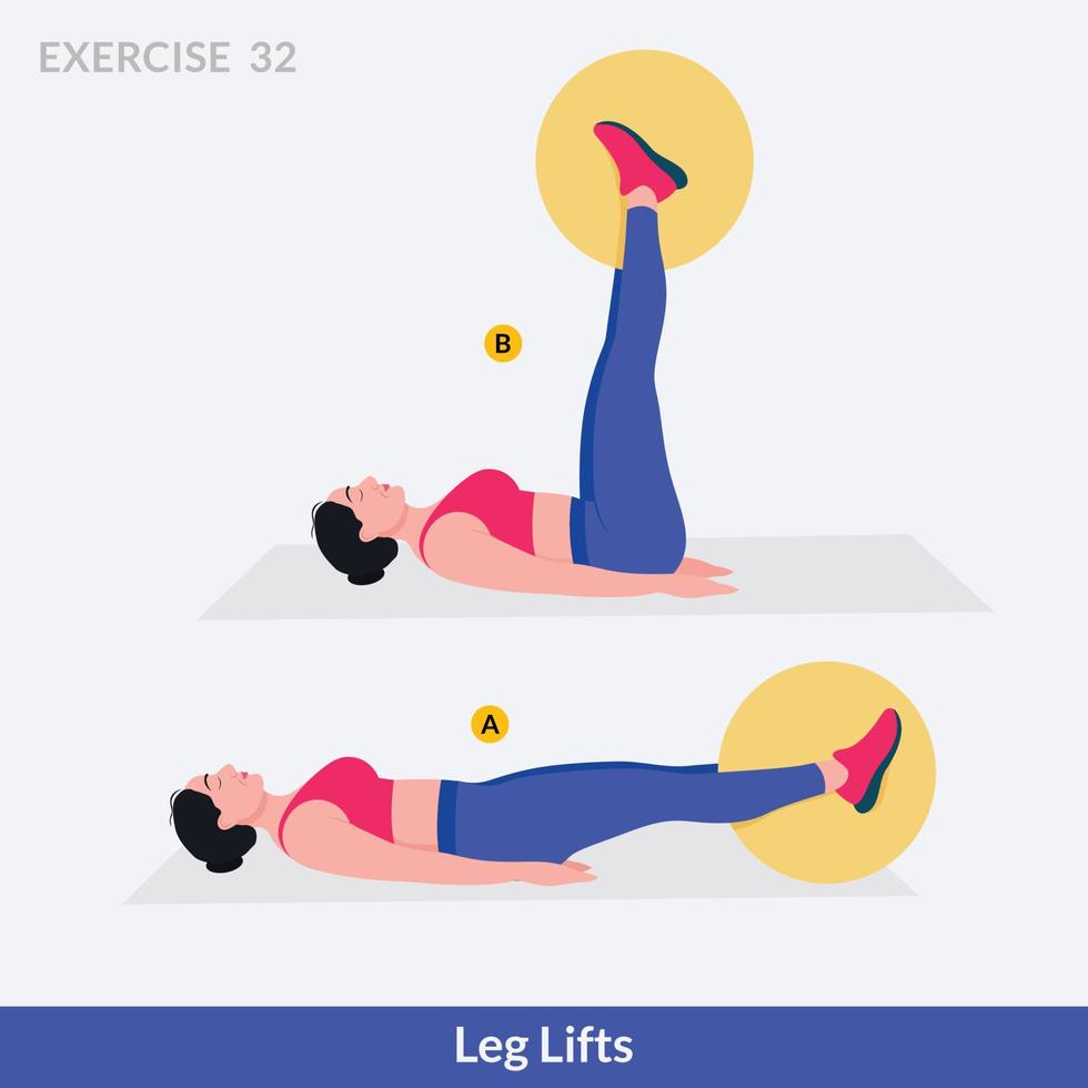 exercício de elevadores de perna, fitness de treino de mulher, aeróbica e exercícios. vetor