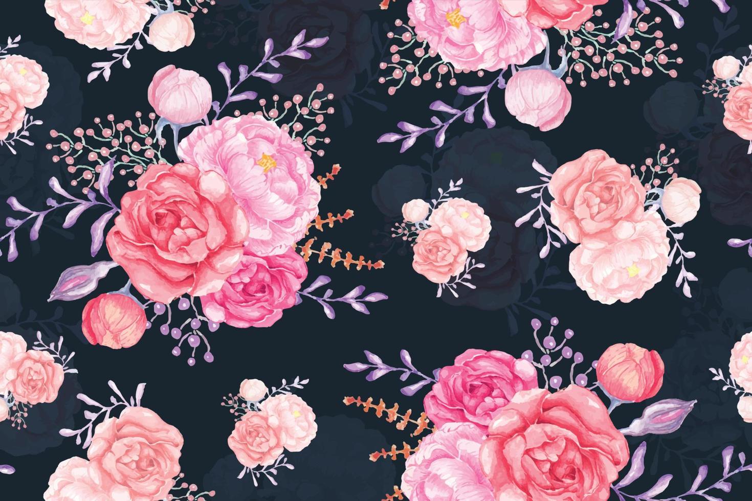 rosa sem costura padrão com aquarela cor pastel background.designed para tecido luxuoso e papel de parede, vintage style.hand desenhado floral pattern.rose garden.pink buquê de flores. vetor