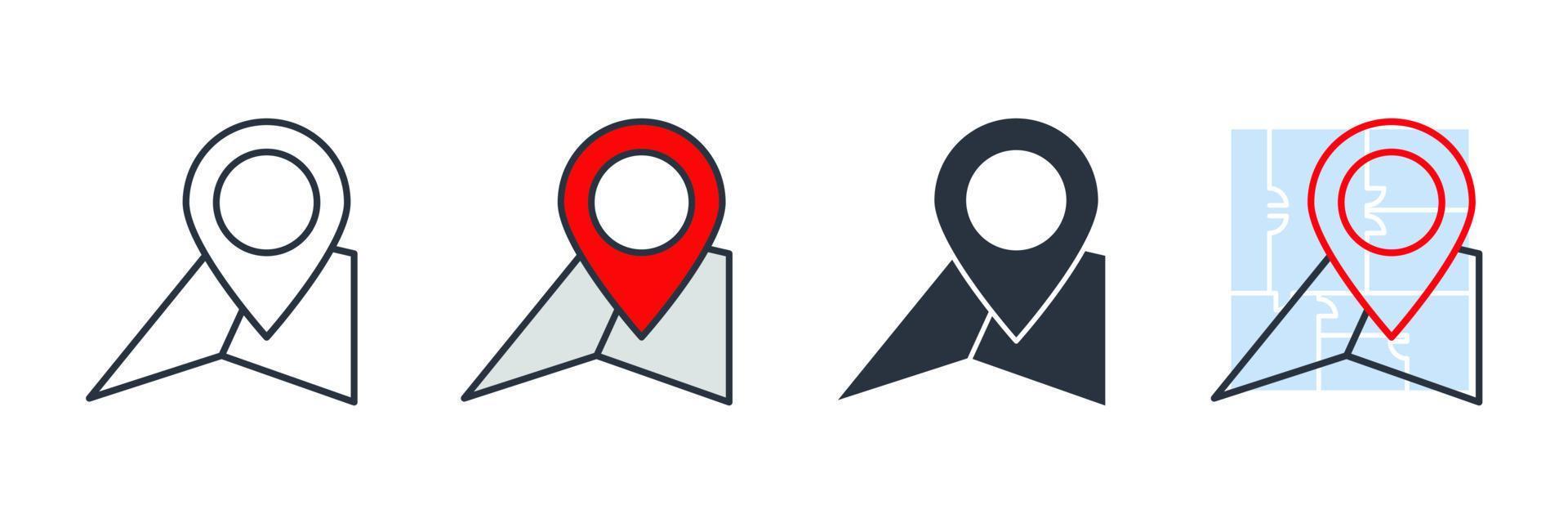 ilustração em vetor local ícone logotipo. modelo de símbolo de ponto de mapa e pino para coleção de design gráfico e web