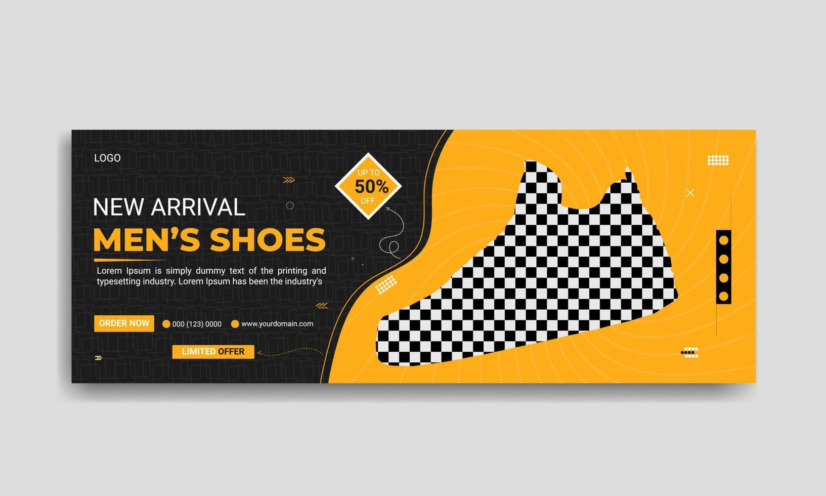 novo modelo de banner de página de capa de mídia social exclusivo de sapatos de coleção vetor