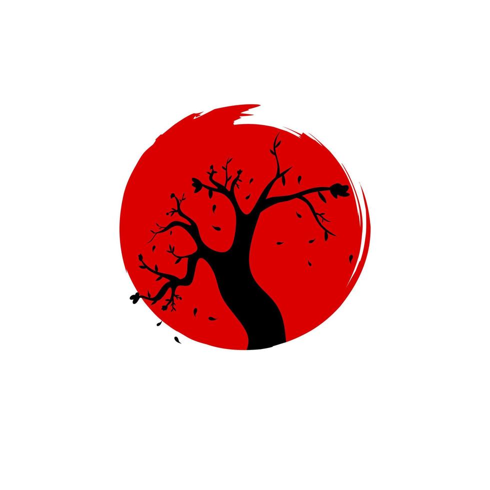 ilustração vetorial gráfico de modelo de logotipo árvore flores de cerejeira japonesa vetor