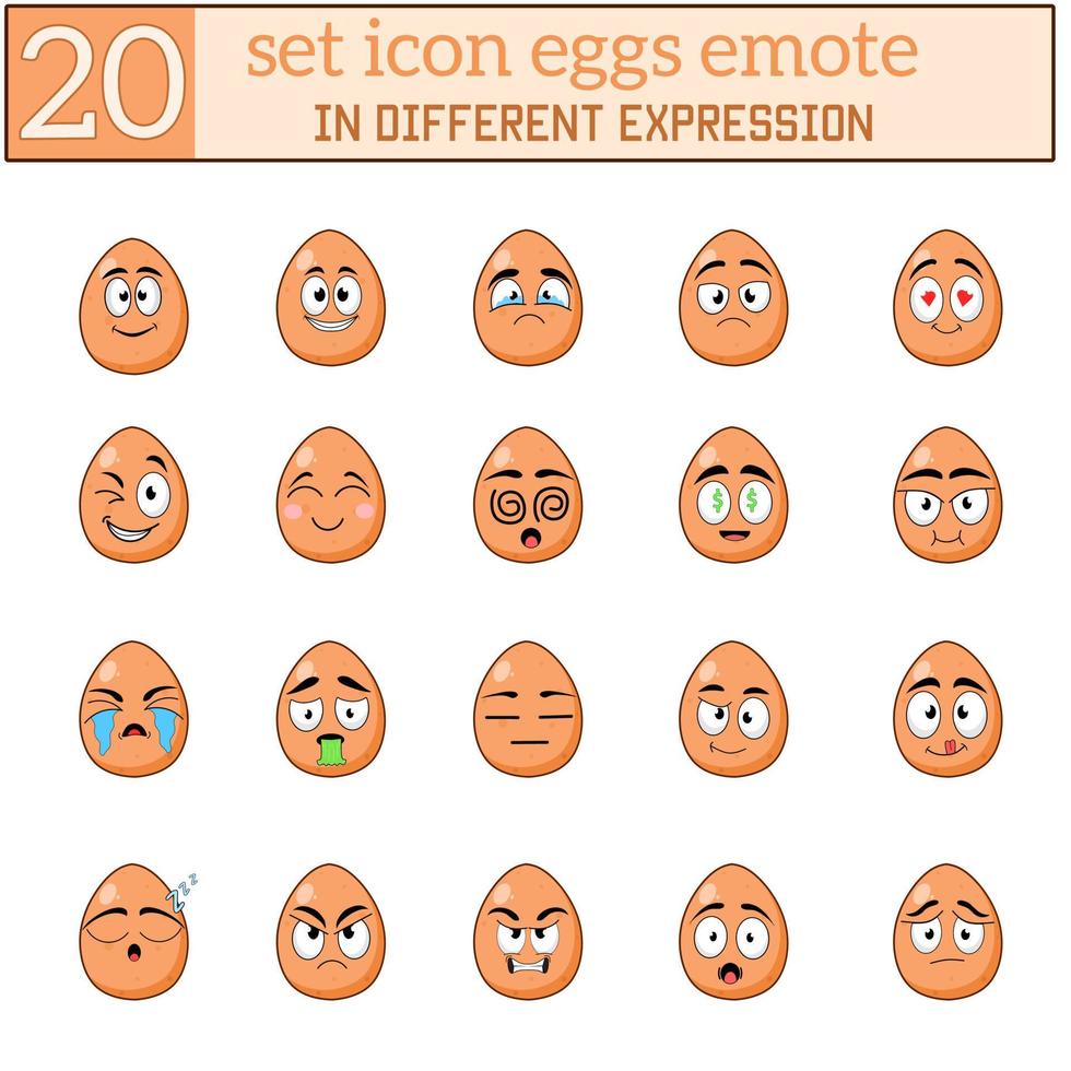 gráfico de ilustração vetorial de conjunto ícone emote personagem desenhos animados ovos fofos vetor