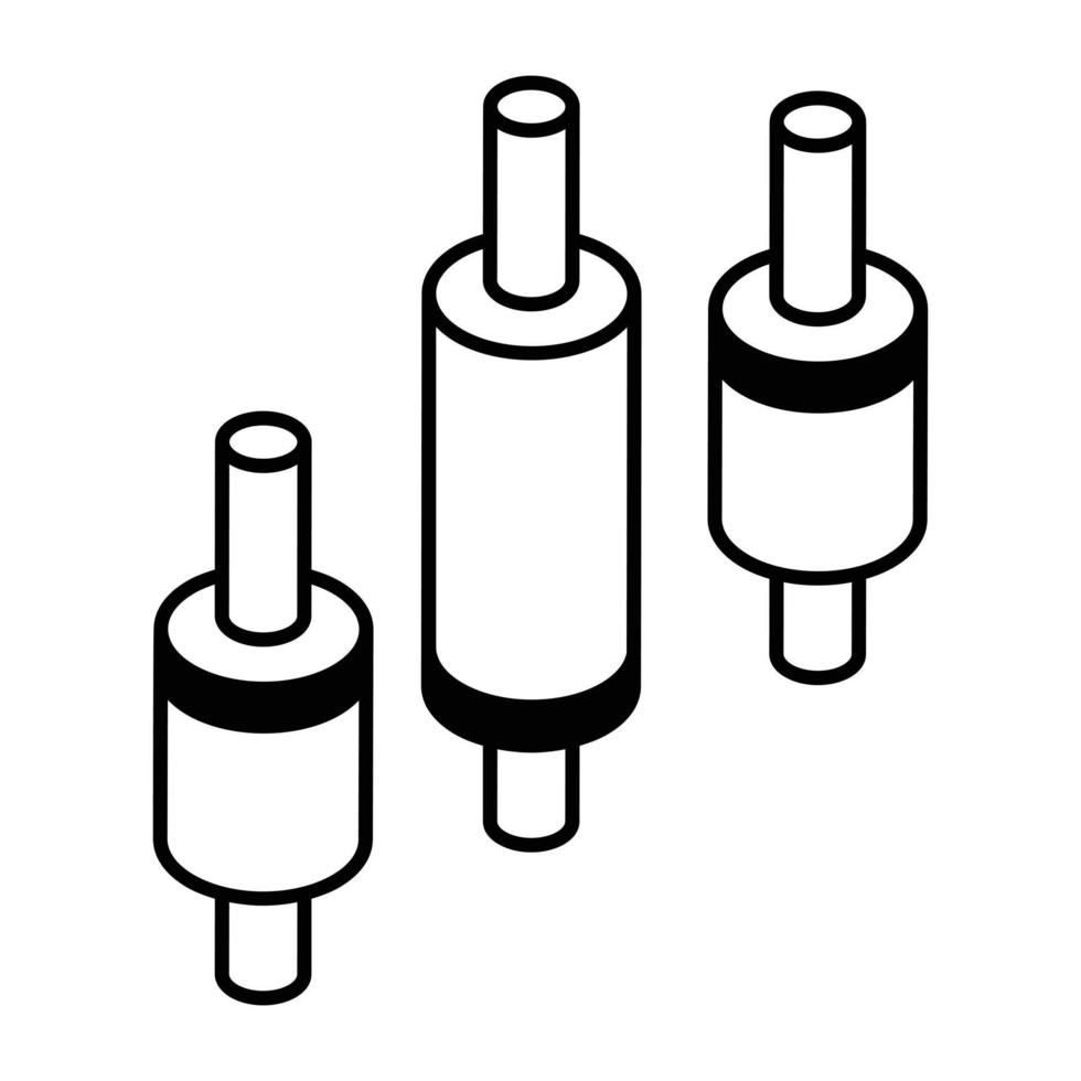 gráfico de velas na moda no ícone de linha vetor