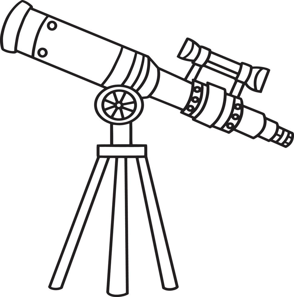 página para colorir isolada de telescópio para crianças vetor